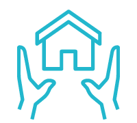 income property investment icon home + hands